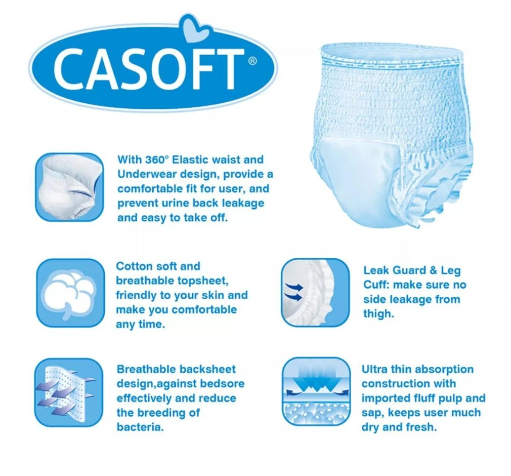 Durable Using Casoft Low Price Stock Lot Adult Pull up Diapers Wholesale in Russia