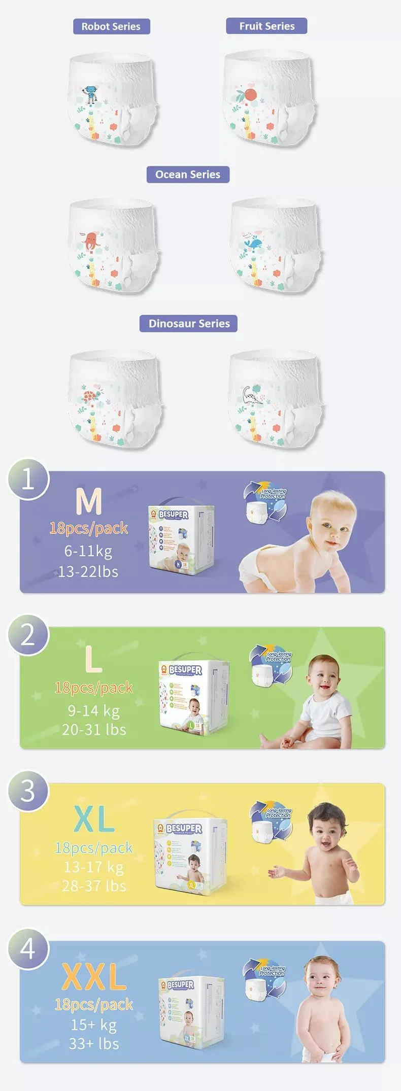 Fob B Grade Baby Pants Pull UPS Super Speed Absorbency Accept Customized Designs
